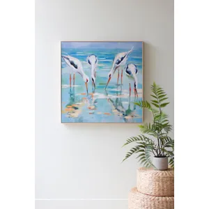 Framed Acrylic Shore Birds Painting 1