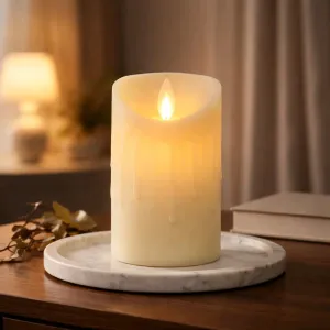 Cream Drip Timered Moving Flame Votive 2x4in 1