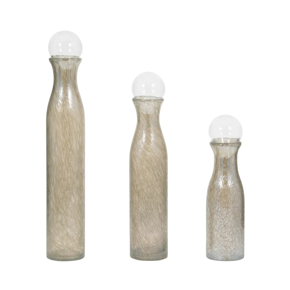 BRYNHAVEN SET OF 3 GRAY GLASS VASES 22 (IN)