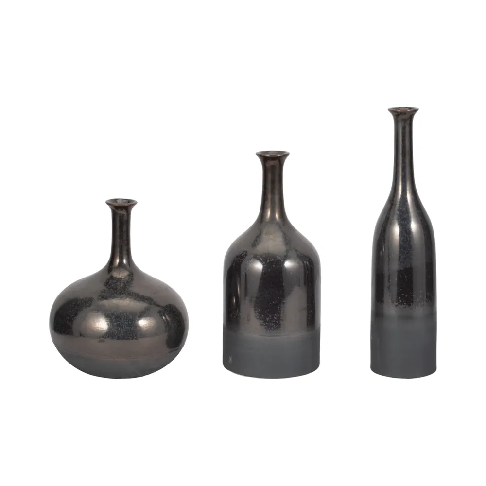 MAXLAKE SET OF 3 BRONZE VASES 18 (IN)