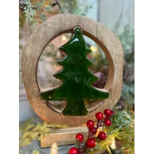 Circular Green Enamel Tree 10x2x12in 1