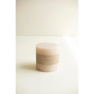 Large Rustic Pillar Candle / Linen 1