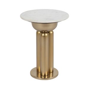 METAL, 22" MARBLE TOP SIDE TABLE, GOLD/WHITE 1