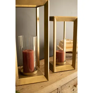 Set of 2 Metal Framed Lanterns with Clear Glass Hurricanes 5