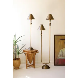 Antique Gold Double Floor Lamp with Metal Shades 2