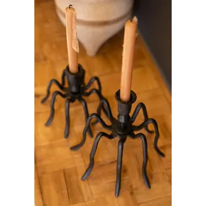 Set of 2 Cast Iron Spider Taper Candleholders 6