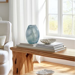 9" SLIM SWIRLED VASE, BLUE/WHITE 2