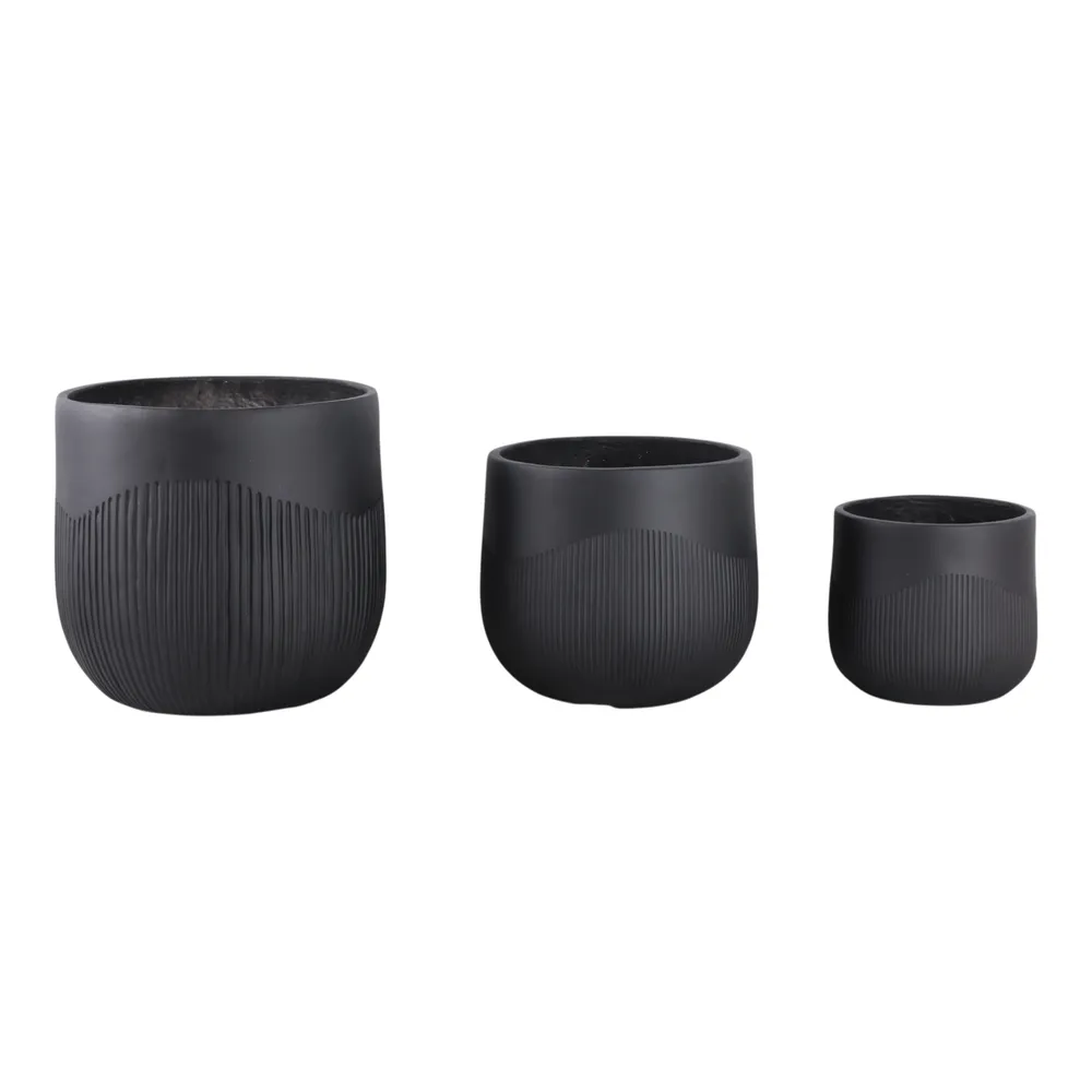 TODDCLIFF SET OF 3 BLACK PLANTER 16 (IN)