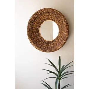 Round Banana Fiber Framed Mirror 1