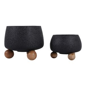 ALBAFIELD SET OF 2 BLACK PLANTER 9 (IN) 4