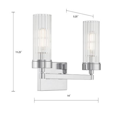 Lida 14″ Wide 2-Light Vanity Light - Chrome
