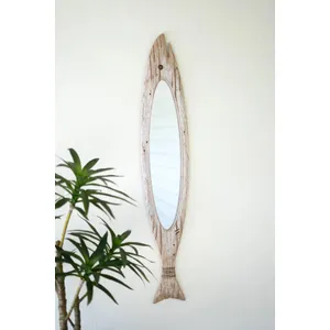 Carved Wooden Fish Mirror 2