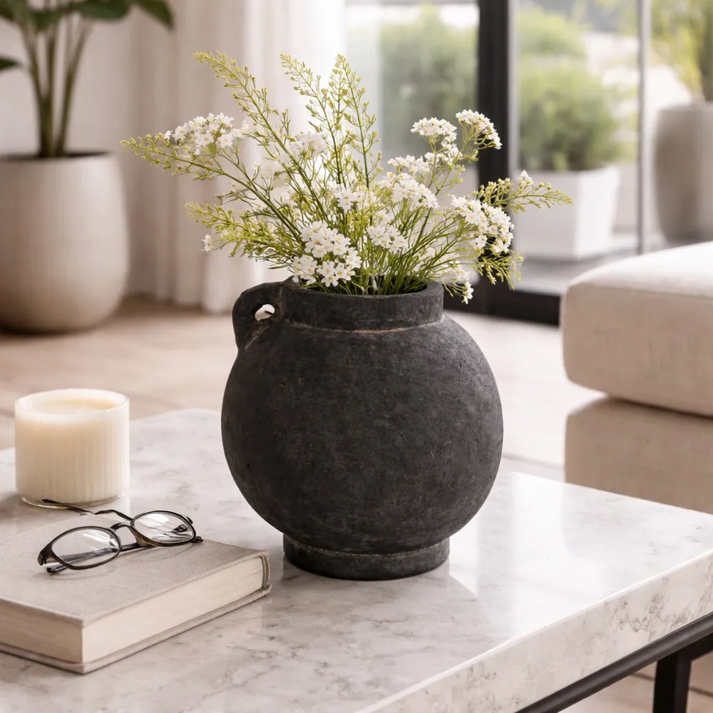 CORBINFORD BLACK VASE 12 (IN)
