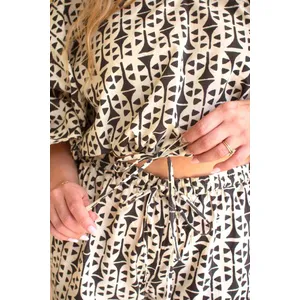 Printed V-Neck Blouse and Drawstring Pant Set 4