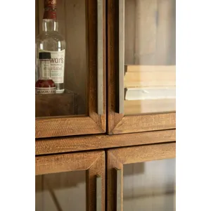 Wood and Metal Display Cabinet with Framed Glass Doors 3