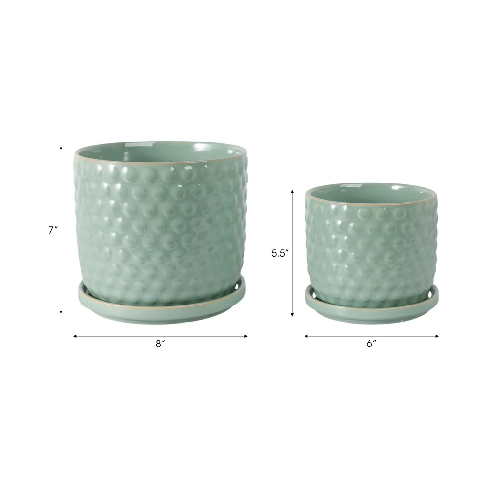 WINTONLAND SET OF 2 GREEN PLANTER 9 (IN)