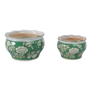 WATSONCLIFF SET OF 2 GREEN PLANTER 5 (IN) 1