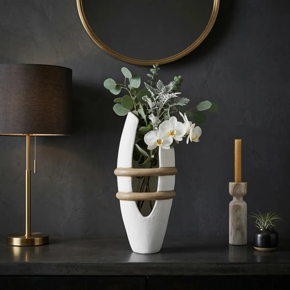 LUKETON WHITE VASE 18 (IN)