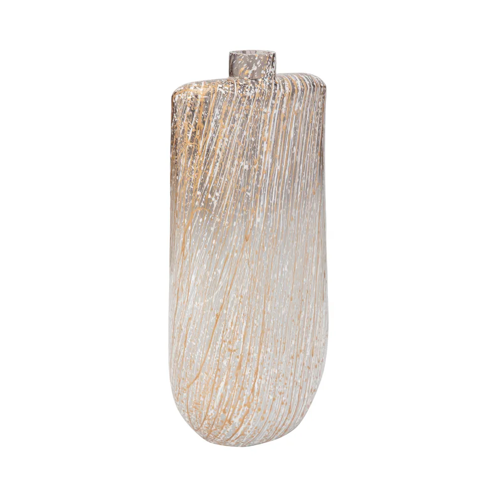 STONEWOOD IVORY GLASS VASE 16 (IN)