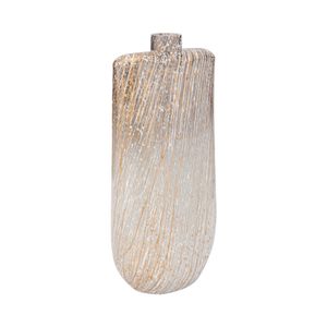 STONEWOOD IVORY GLASS VASE 16 (IN) 4