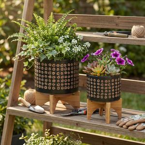 TANNERHAM SET OF 2 BROWN PLANTER 11 (IN) 12
