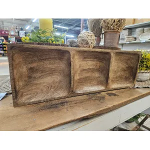Dark Wood 3 Sectional Tray 24x8x1in 1