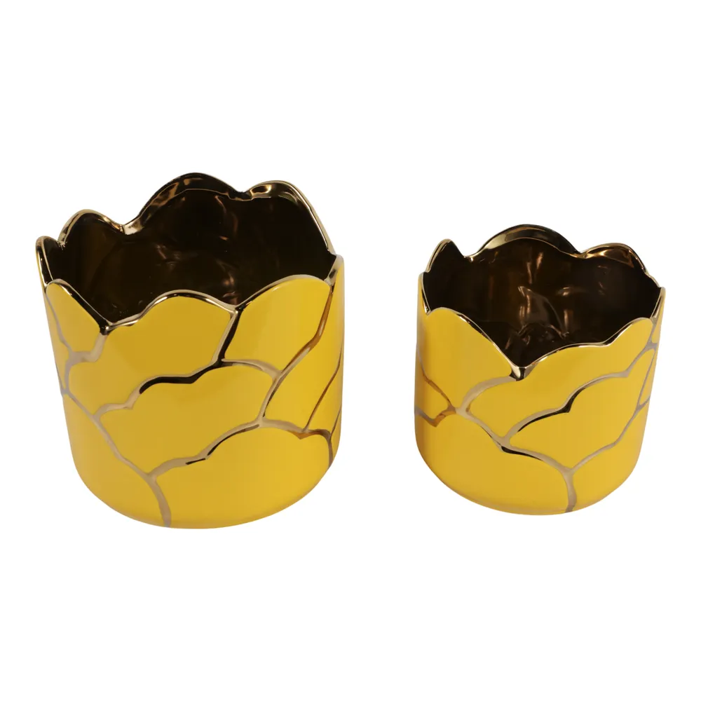 BRIGHTONROSE SET OF 2 YELLOW PLANTER 7 (IN)