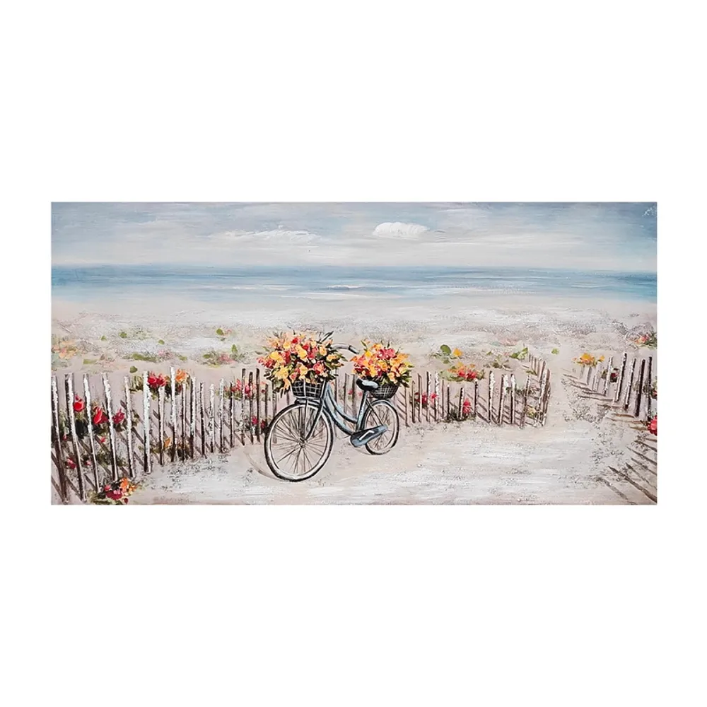 23-1/2" BEACH SCENE W/ FENCE CANVAS ART