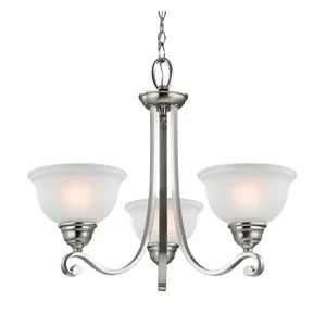 Hamilton 25'' Wide 3-Light Chandelier - Brushed Nickel with White Glass 1