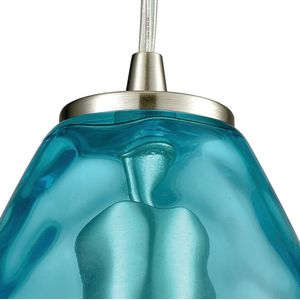 Lagoon 6'' Wide 1-Light Mini Pendant - Satin Nickel with Aqua 2