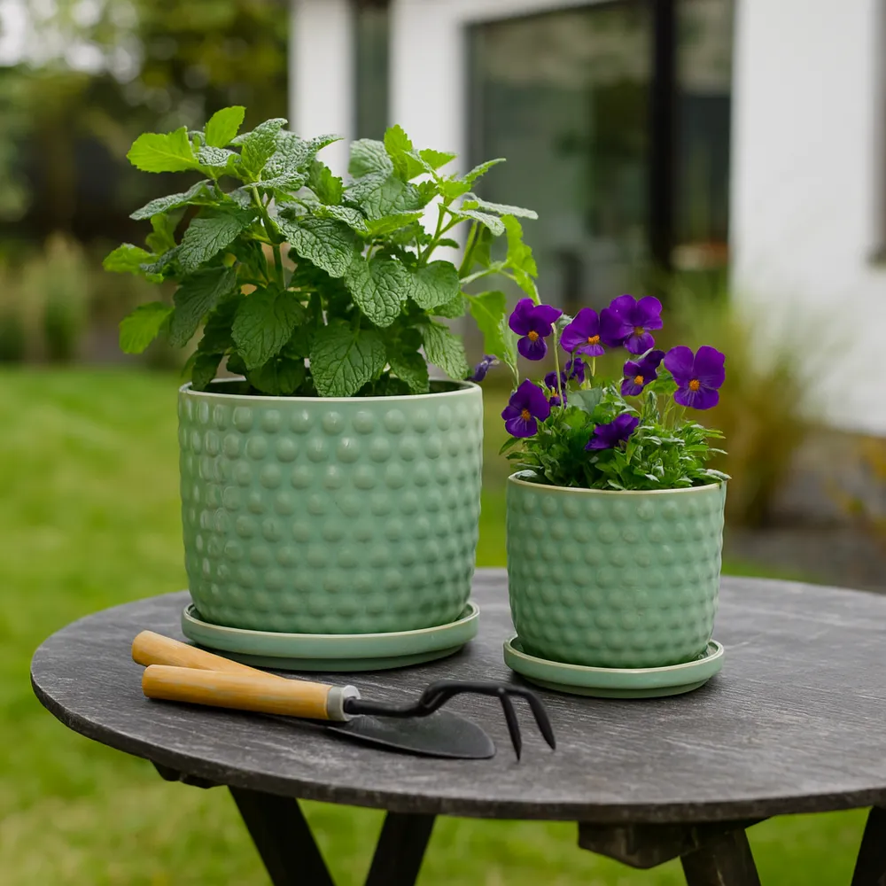 WINTONLAND SET OF 2 GREEN PLANTER 9 (IN)
