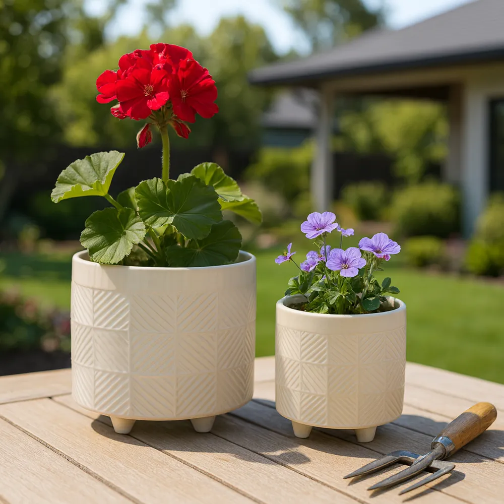 EMMETLAKE SET OF 2 WHITE PLANTER 8 (IN)