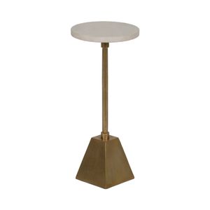 METAL, 23"H ROUND DRINK TABLE, GOLD/WHITE 3