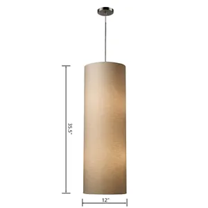 Fabric Cylinders 12'' Wide 4-Light Pendant - Satin Nickel 2
