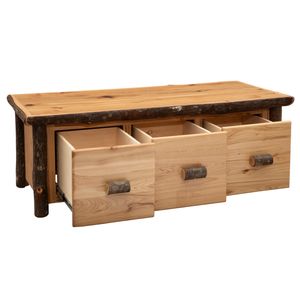 Hickory Log Enclosed Coffee Table - Three Drawer - Espresso - Standard 3