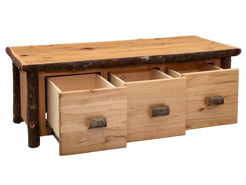 Hickory Log Enclosed Coffee Table - Three Drawer - Espresso - Standard 3