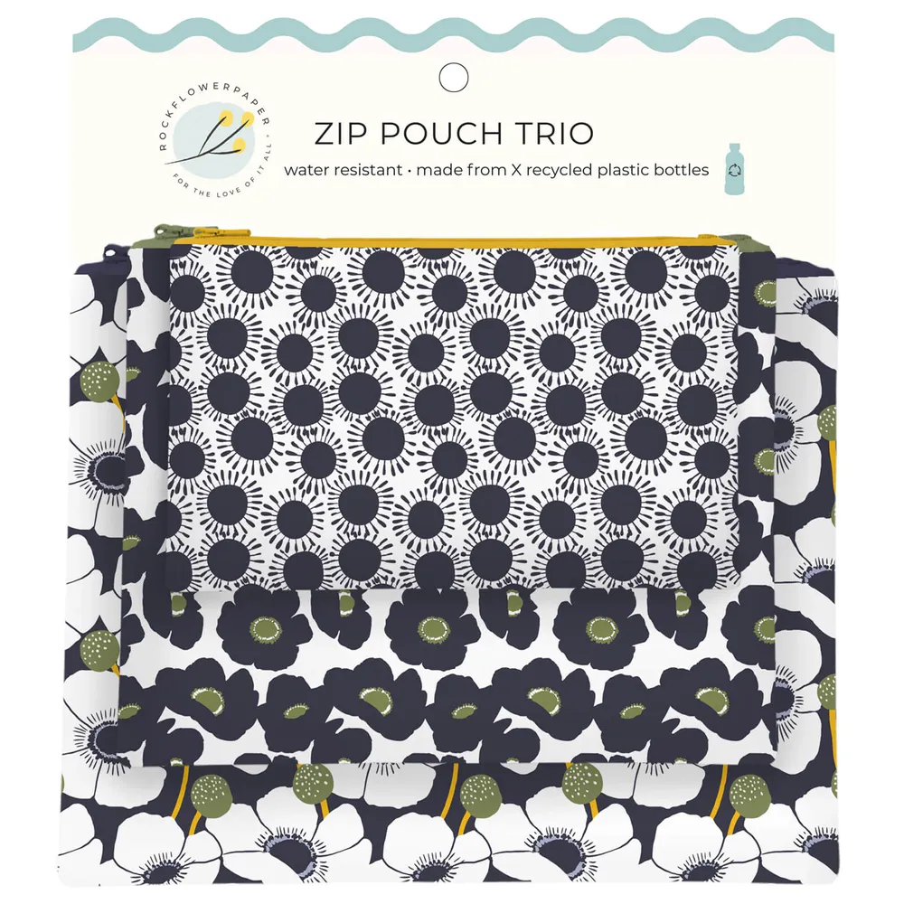 Windflower Flower Zip Pouch Trio(set 3)