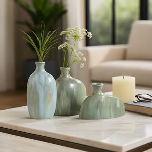 BENTONFIELD SET OF 3 IVORY VASES 9 (IN) 10