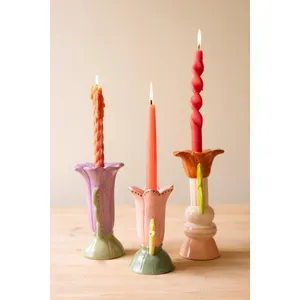Set of 3 Ceramic Flower Candle Holders 6
