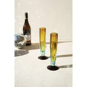 Blue and Amber Recycled Champagne Glass 1