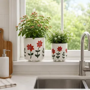 ALMAWAY SET OF 2 ORANGE PLANTER 8 (IN) 11