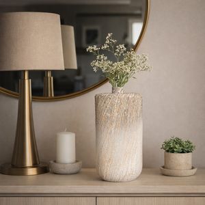 STONEWOOD IVORY GLASS VASE 16 (IN) 13