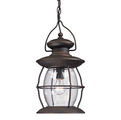Village Lantern 8″ Wide 1-Light Outdoor Pendant - Weathered Charcoal