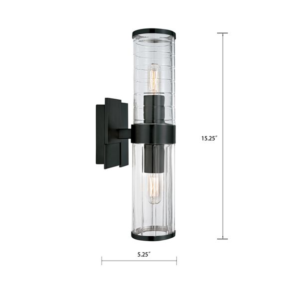 Stripe 15.25'' High 2-Light Sconce - Matte Black
