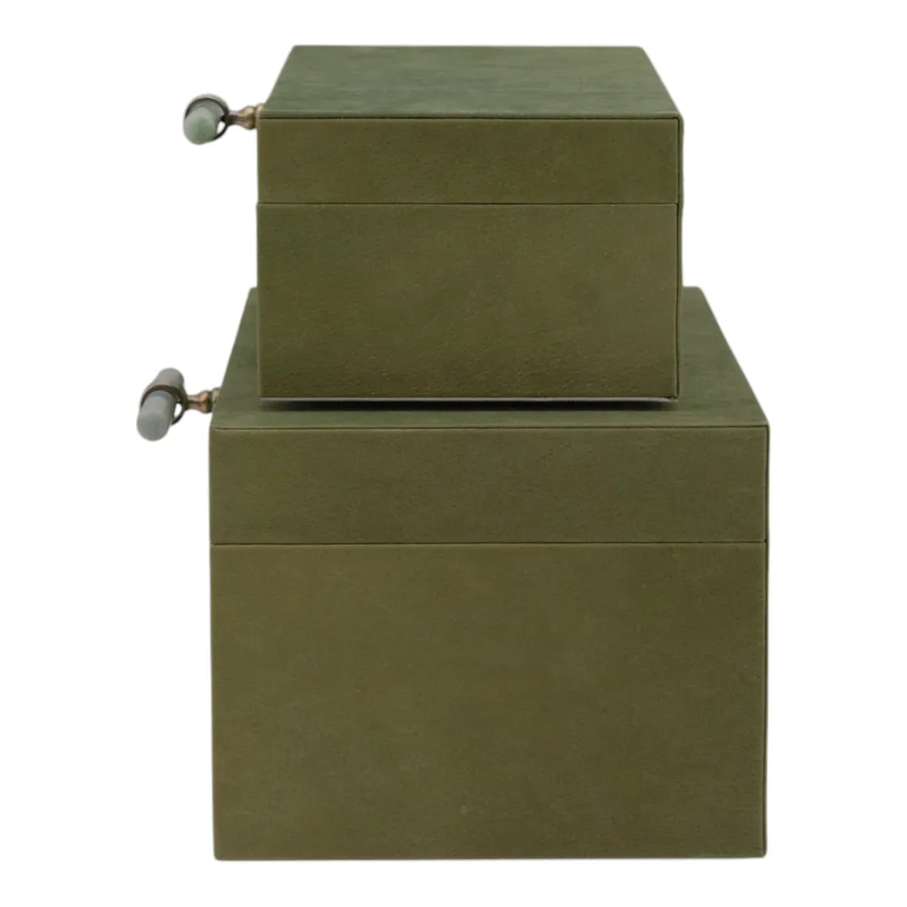 GARANDBEACH SET OF 2 GREEN BOXES 7 (IN)