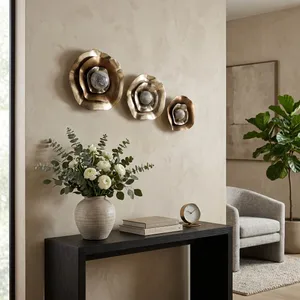 GAVINMORE SET OF 3 GOLD WALL FLOWERS 16 (IN) 10