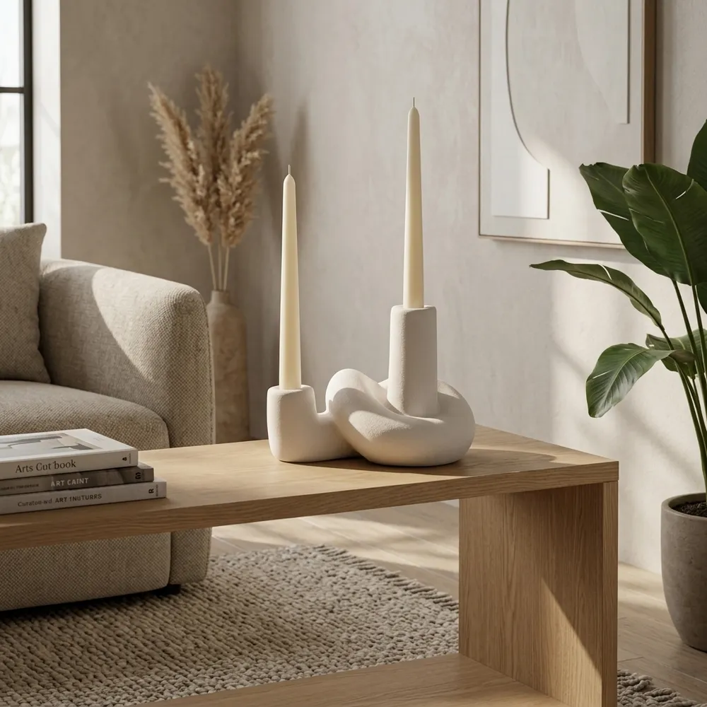 CORBINVIEW WHITE CANDLE HOLDER 6 (IN)