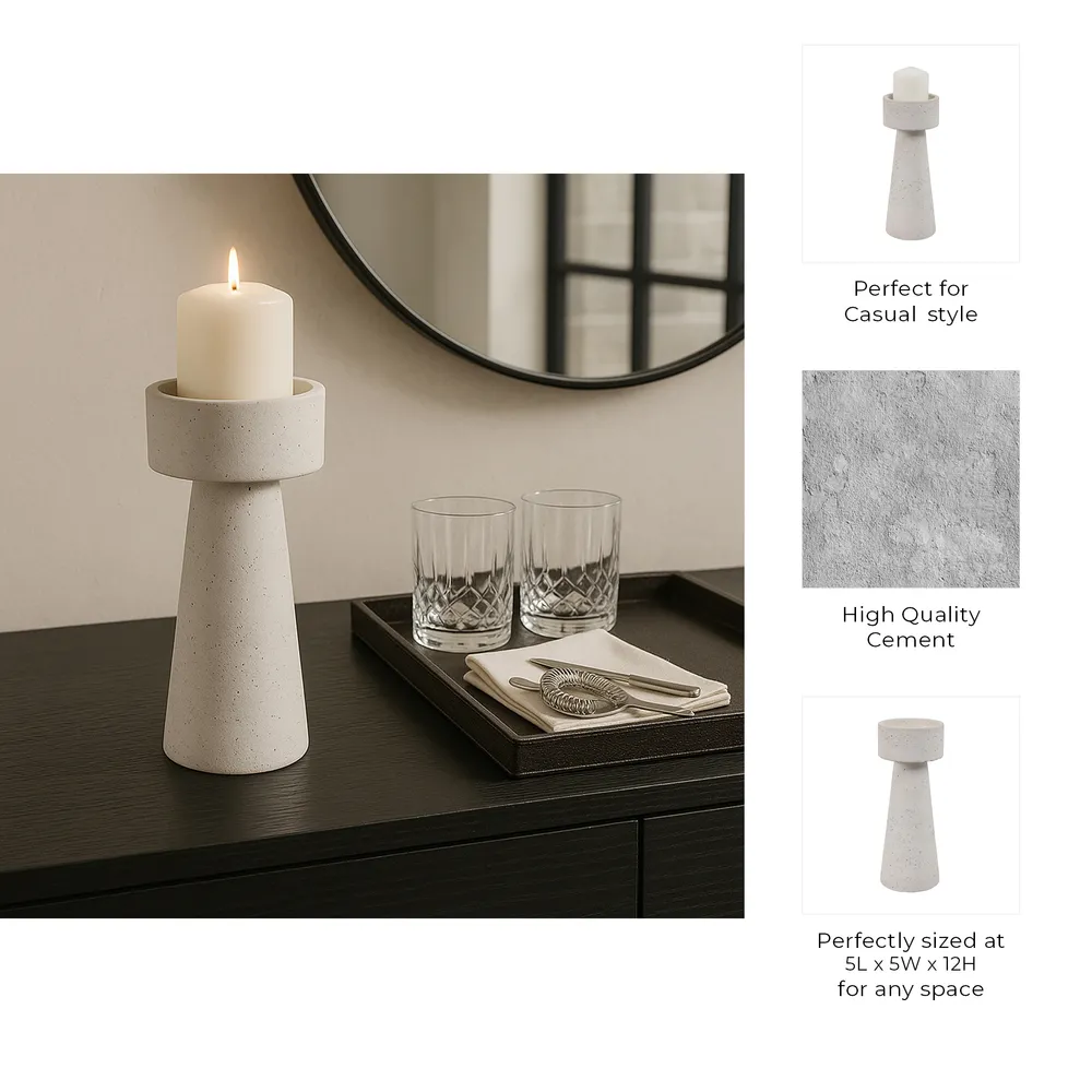 CARLIN WHITE CANDLE HOLDER 12 (IN)