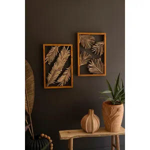 Set of 2 Framed Driftwood Leaves 3