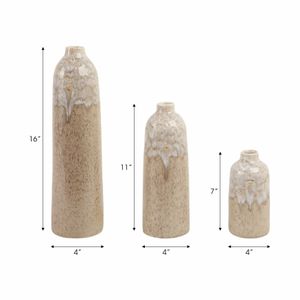 KELSEYLAKE SET OF 3 TAN VASES 16 (IN) 9